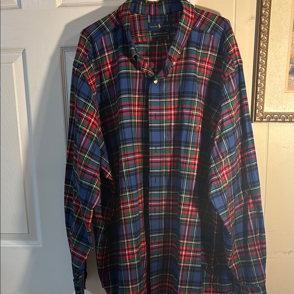 Ralph Lauren Red and Blue Casual Button Down Shirt